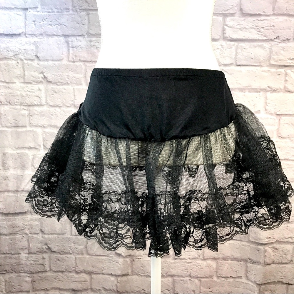 Leg Avenue Black Lace‎ edge Petticoat VGUC bin CTRR